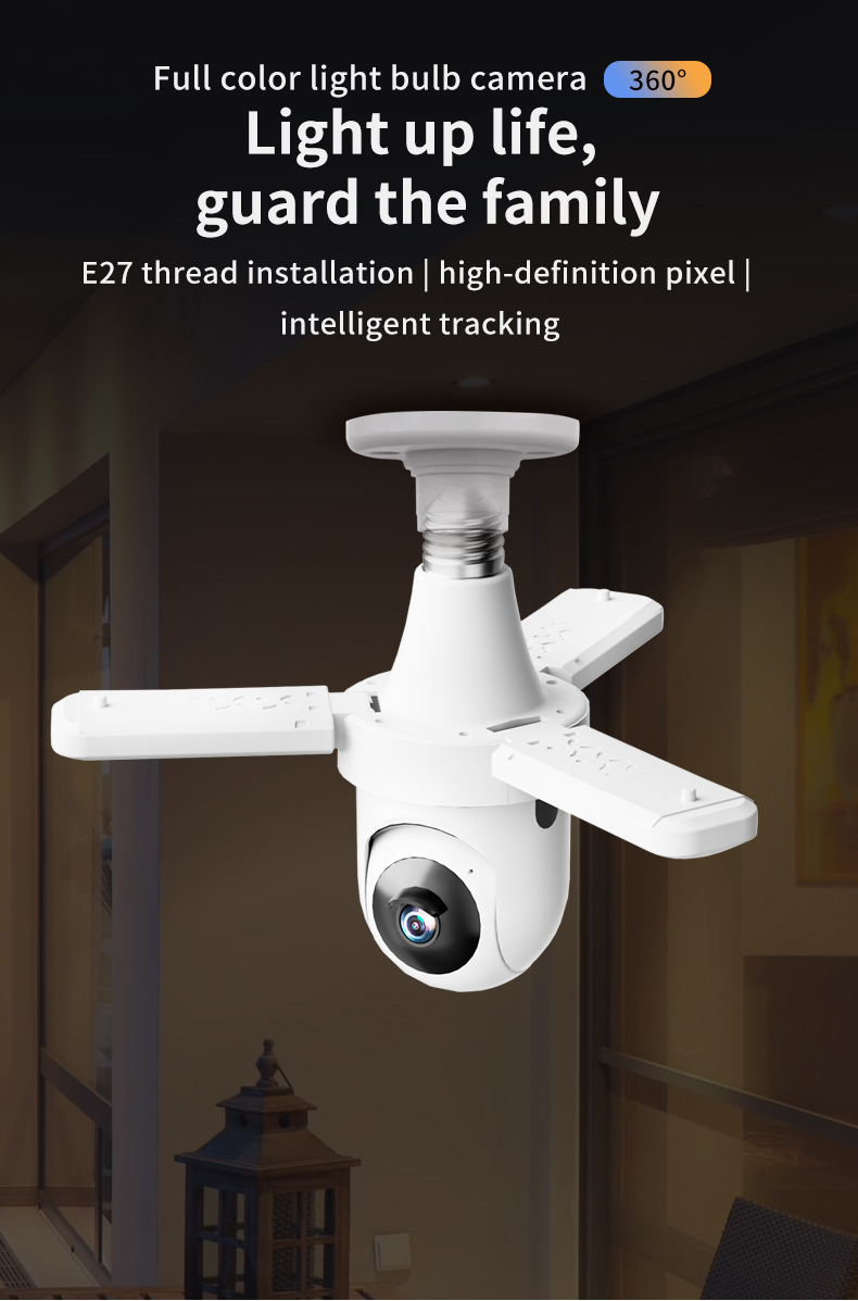 e27 bulb monitoring, wifi camera, 20-watt lighting lamp - dual-purpose lighting and monitoring.(图1)